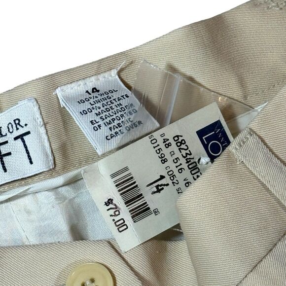 Ann Taylor Loft Khaki Dress Pants Tan Wool Mid Rise Ankle Cropped Woman's 14 NWT - Picture 5 of 5